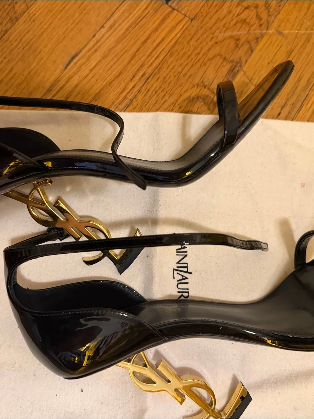 Saint Laurent Black Patent Opyum Heel Sandal size 38/8 - Picture 7 of 8